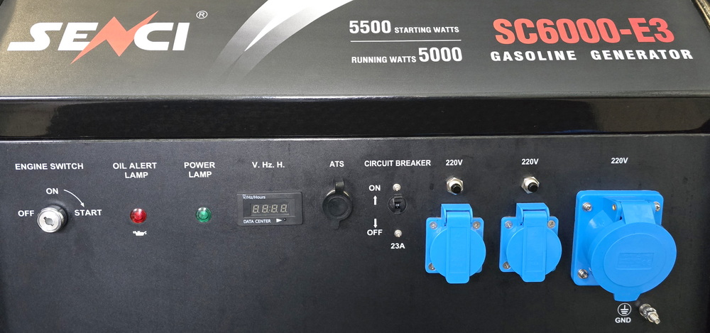 Обзор бензогенератора ⚡ Senci SC6000-E3 панель управления